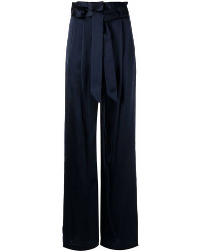 Плисирани копринени панталон Michelle Mason синьо