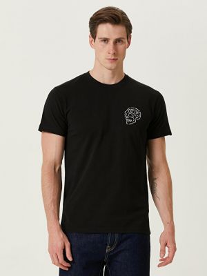 Хлопковая футболка с принтом Deus Ex Machina черная