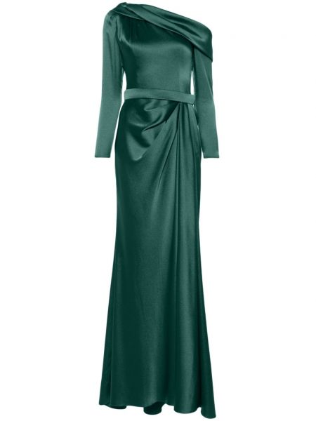 Satynowa rozkloszowana sukienka Gemy Maalouf zielona