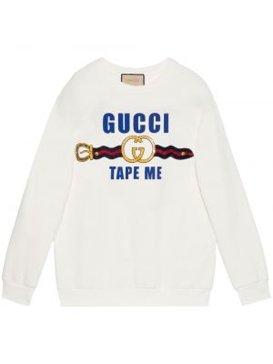 Памучен суитчър с принт Gucci бяло