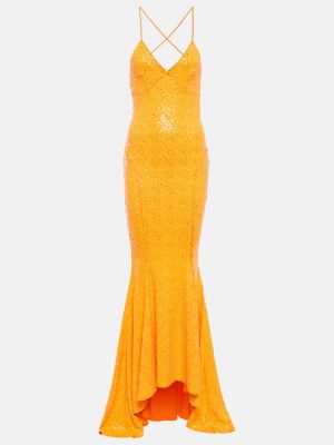 Sukienka długa z cekinami Norma Kamali pomarańczowa