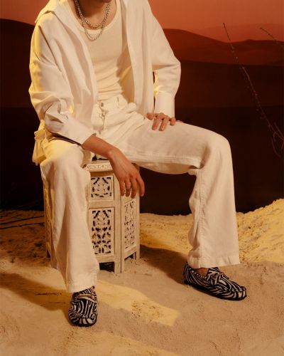 Pantofi loafer din piele de căprioară cu imagine cu model zebră Hyusto