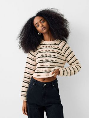 Sweter ażurowy Bershka czarny