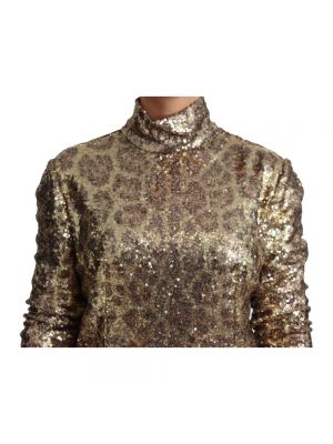 Blusa con lentejuelas con cremallera con cuello alto Dolce & Gabbana