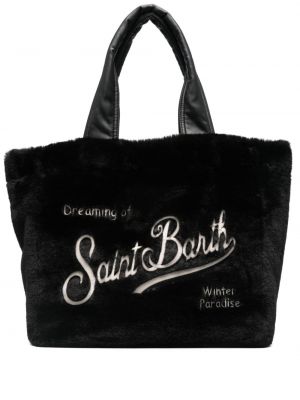 Nákupná taška s kožušinou Mc2 Saint Barth čierna