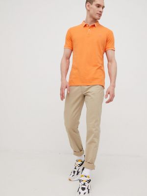 Pamučna polo majica jednobojna Superdry narančasta