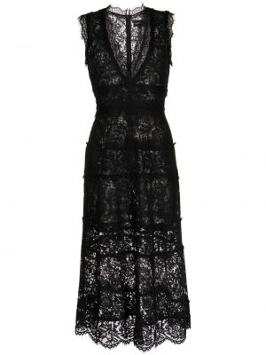 Csipkés virágos ruha Cynthia Rowley fekete