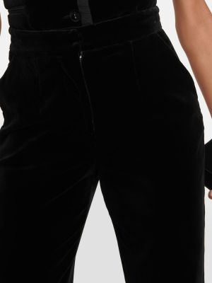 Bavlněné sametové rovné kalhoty Costarellos černé