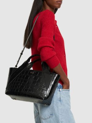 Kožená shopper kabelka Anine Bing černá