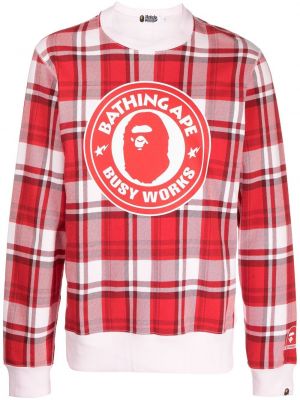 Felpa a quadri con stampa A Bathing Ape® rosso