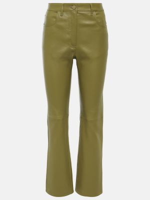 Pantalon en cuir slim Joseph vert