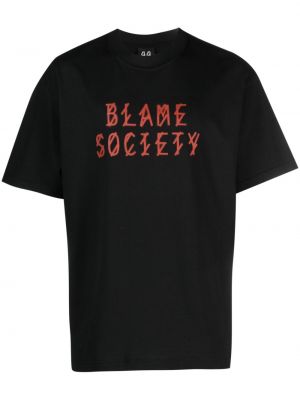 Βαμβακερή μπλούζα με σχέδιο 44 Label Group μαύρο