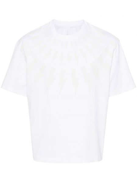 Βαμβακερή μπλούζα με σχέδιο Neil Barrett λευκό