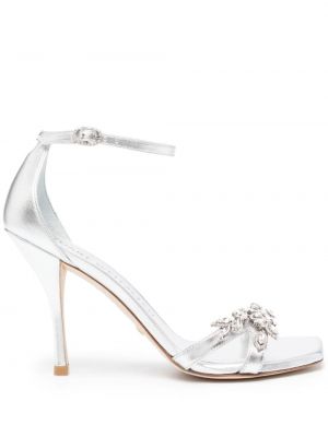 Sandale de cristal Stuart Weitzman argintiu