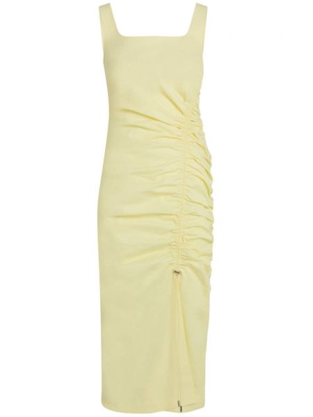 Pamučna haljina s draperijom Karl Lagerfeld žuta