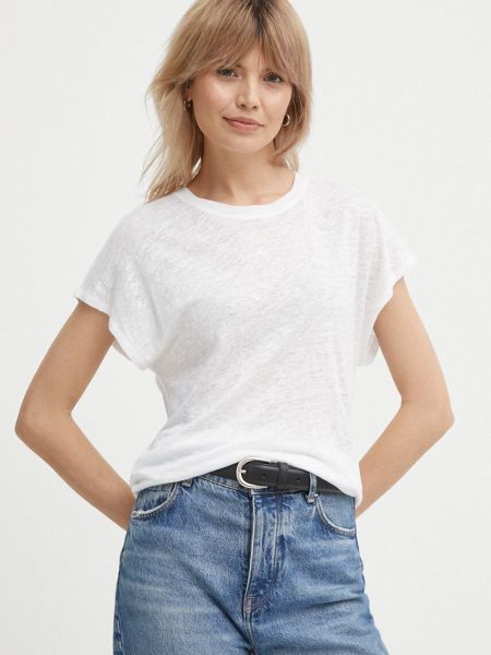 Lniana koszulka Calvin Klein biała