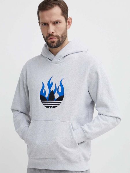 Melange pamut kapucnis melegítő felső Adidas Originals szürke