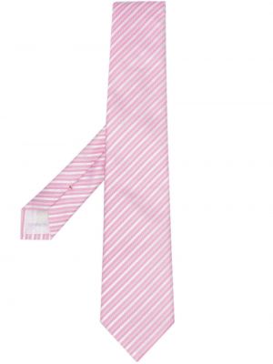 Копринена вратовръзка на райета Emporio Armani розово