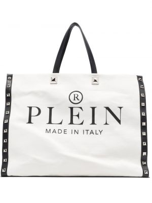 Pigget trykt shoppingbag Philipp Plein hvit