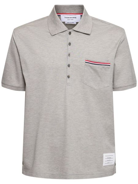 Pamuklu polo yaka tişört Thom Browne gri