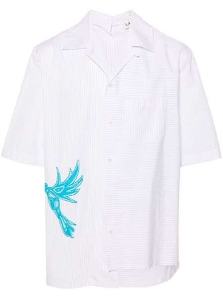 Ασύμμετρο ριγέ βαμβακερό πουκάμισο Lanvin λευκό