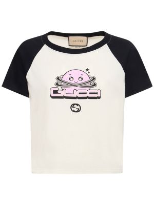 Camiseta de algodón de algodón con estampado Gucci