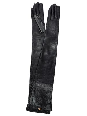Шкіряні рукавички довгі Dolce & Gabbana, чорні