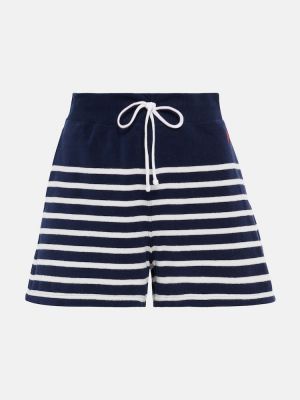 Bombažne kratke hlače s črtami Polo Ralph Lauren modra