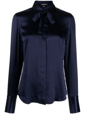 Jedwabna satynowa bluzka z kokardką Barbara Bui niebieska
