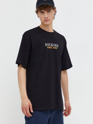 Памучна тениска с дълъг ръкав с принт Dickies черно