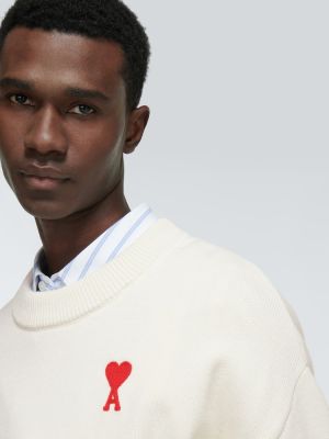 Bavlněný vlněný svetr Ami Paris bílý