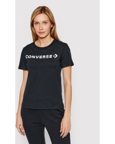 Tricou cu model floral Converse negru
