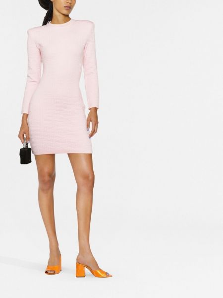 Pletené mini šaty Balmain růžové