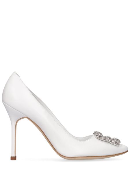 Pumps i läder Manolo Blahnik vit