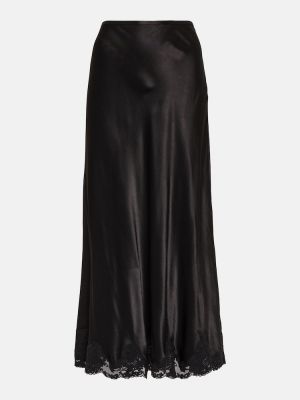 Falda midi de encaje Rixo negro
