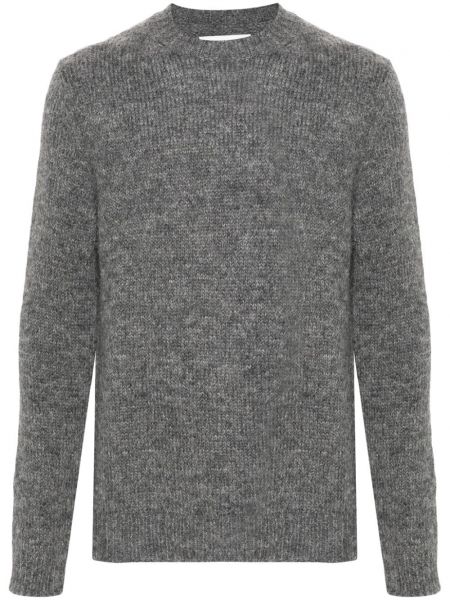 Вълнен пуловер с кръгло деколте Jil Sander сиво