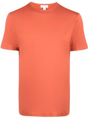 Памучна тениска с кръгло деколте Sunspel оранжево