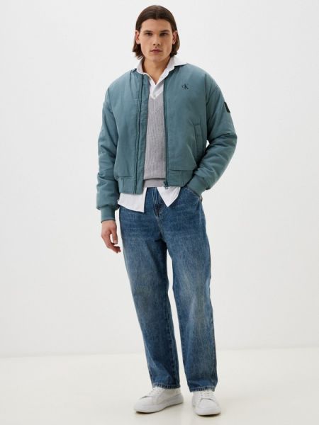 Утепленная джинсовая куртка Calvin Klein Jeans голубая