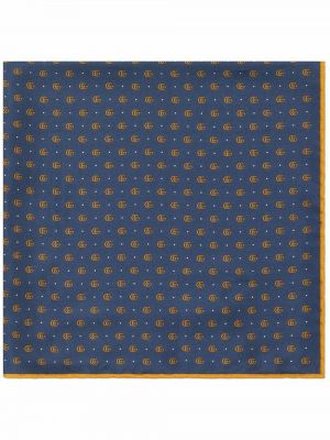 Cravată de mătase cu imagine cu buzunare Gucci albastru