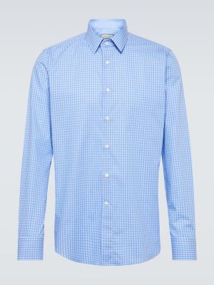 Bombažna srajca s črtami Canali modra