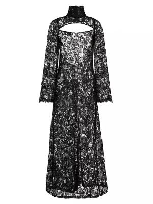Кружевное прозрачное длинное платье House Of Aama черное