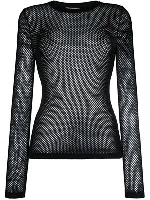Pletený sveter so sieťovinou P.a.r.o.s.h. čierna