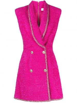 Коктейлна рокля без ръкави от туид Rebecca Vallance розово