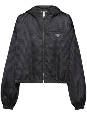 Nylon jacke mit kapuze Prada schwarz