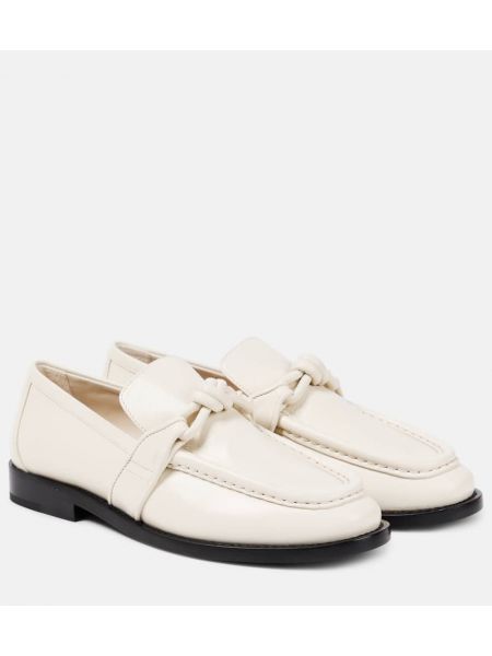 Skinn loafers Bottega Veneta hvit