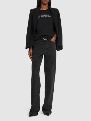 Βαμβακερή μπλούζα Victoria Beckham μαύρο