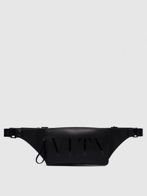 Чорна шкіряна поясна сумка Valentino