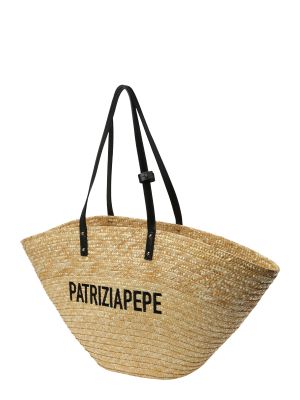 Plážová taška s výšivkou Patrizia Pepe béžová