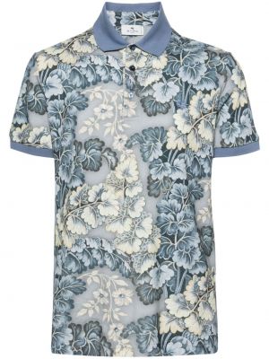 Raštuotas siuvinėtas polo marškinėliai Etro mėlyna