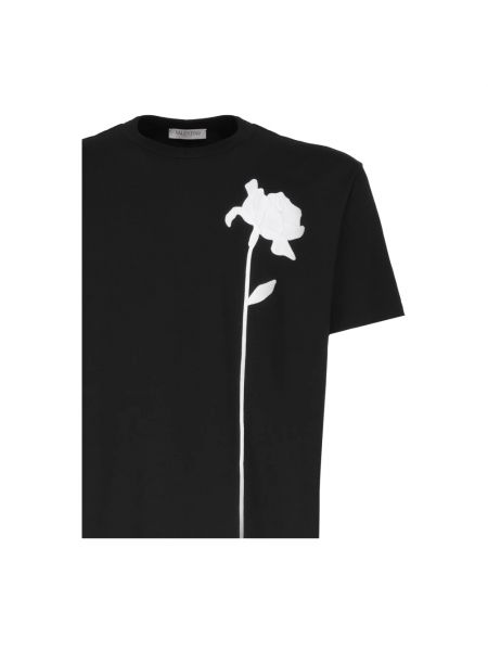 Camisa con bordado de algodón de flores Valentino Garavani negro